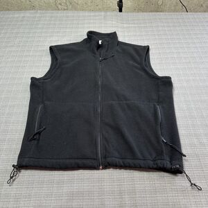 Vintage REI Vest Men XL Black Full Zip Polartec Drawcord Waist USA made Gorpcore